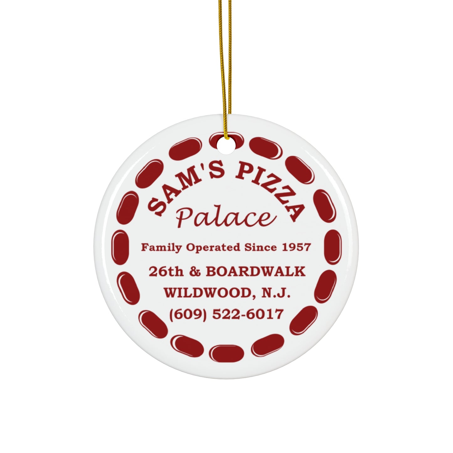 Sam's Pizza Palace Ceramic Ornament, 1-Pack (Modern Logo)