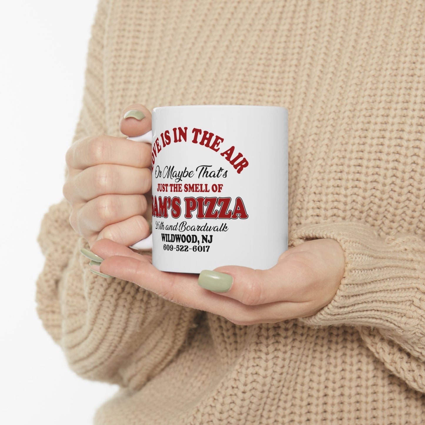 "LOVE IS IN THE AIR" Authentic Sam's Pizza Palace Ceramic Mug, (11oz, 15oz)
