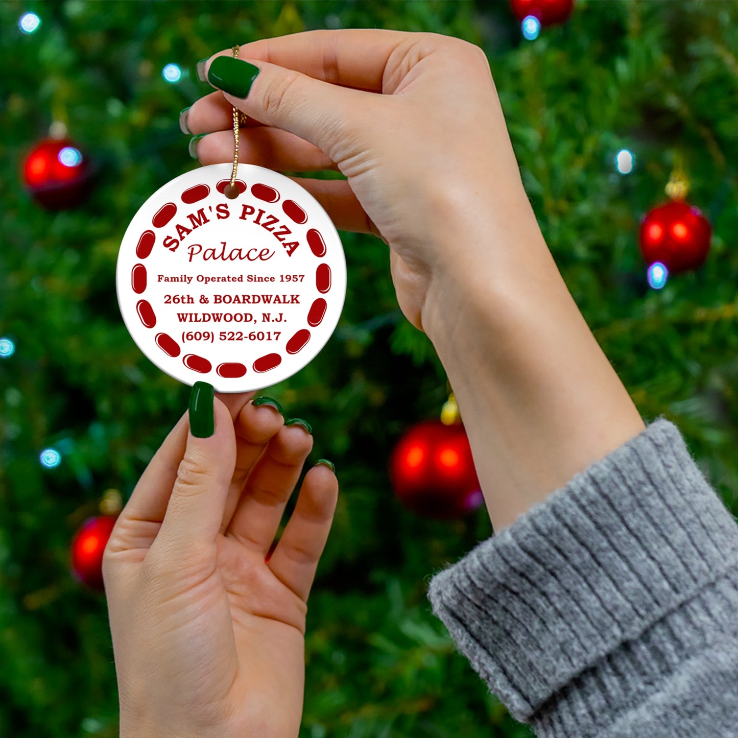 Sam's Pizza Palace Ceramic Ornament, 1-Pack (Modern Logo)