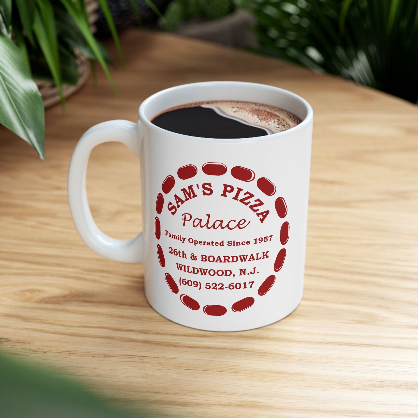 Sam's Pizza Palace Ceramic Mug, (11oz, 15oz) (Modern Logo)