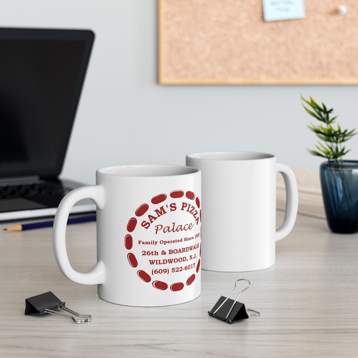 Sam's Pizza Palace Ceramic Mug, (11oz, 15oz) (Modern Logo)