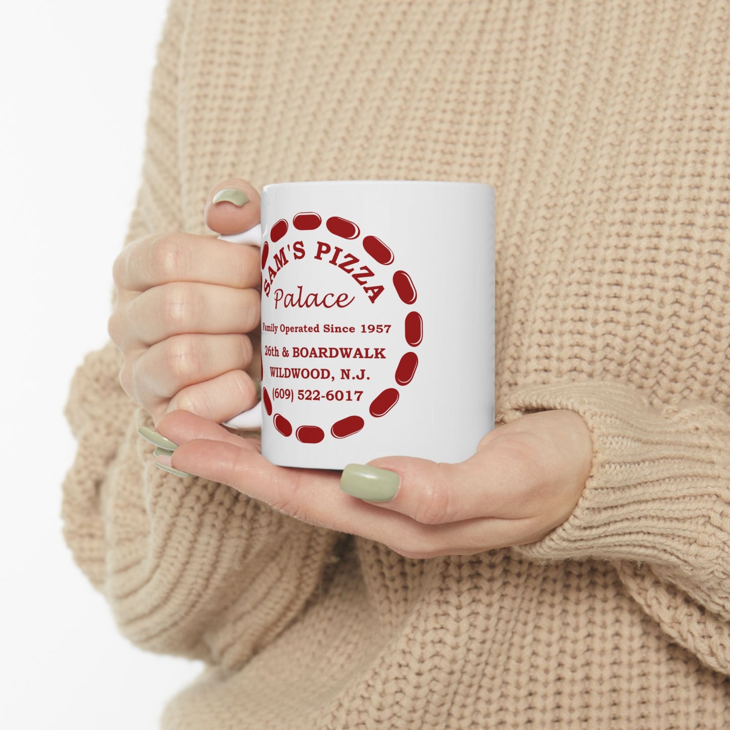 Sam's Pizza Palace Ceramic Mug, (11oz, 15oz) (Modern Logo)