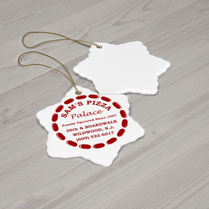 Sam's Pizza Palace Snowflake Ceramic Ornament, 1-Pack (Modern Logo)