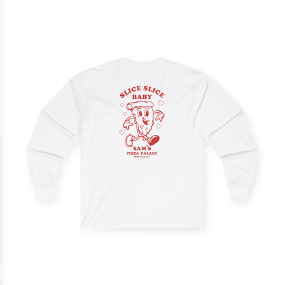 Sam's Pizza Palace Long Sleeve T-shirt (Slice Slice Baby)