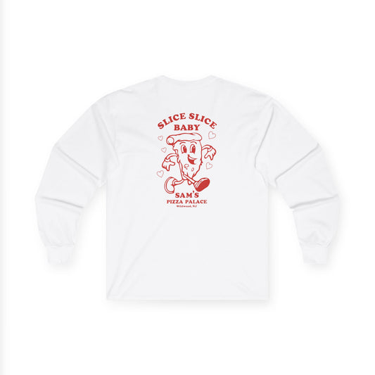 Sam's Pizza Palace Long Sleeve T-shirt (Slice Slice Baby)