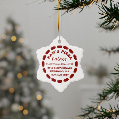 Authentic Sam's Pizza Palace Snowflake Ceramic Ornament, 1-Pack (Modern Logo)