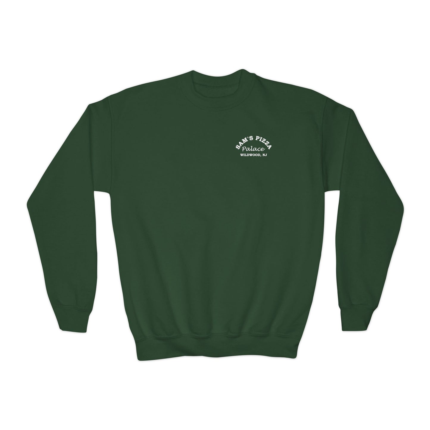 Green Authentic Sam's Pizza Palace Youth Crewneck Sweatshirt