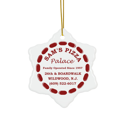 Sam's Pizza Palace Snowflake Ceramic Ornament, 1-Pack (Modern Logo)