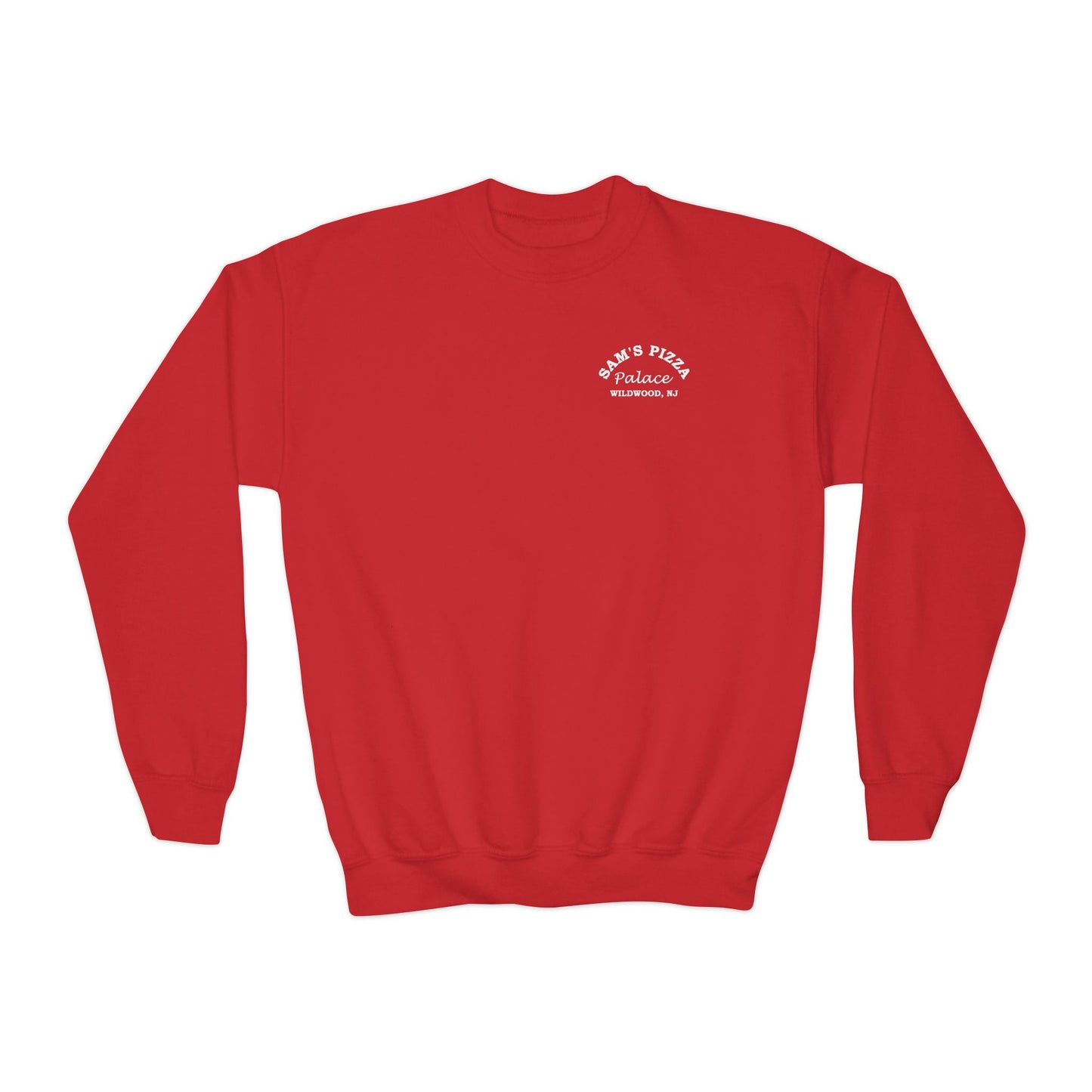 Red Authentic Sam's Pizza Palace Youth Crewneck Sweatshirt