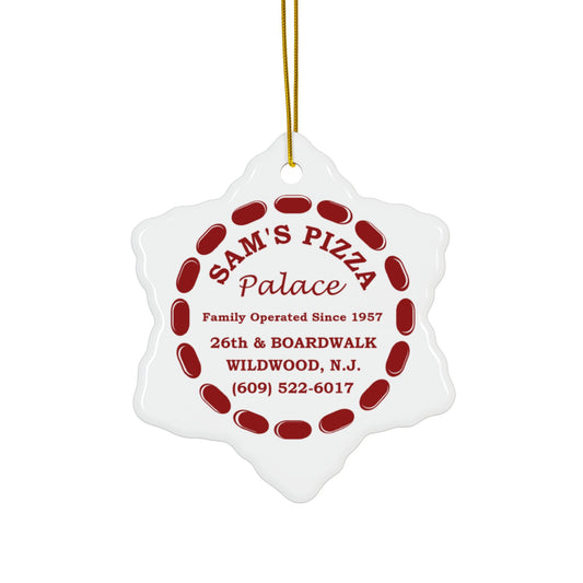 Authentic Sam's Pizza Palace Snowflake Ceramic Ornament, 1-Pack (Modern Logo)